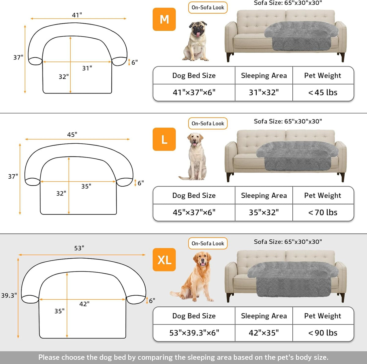 GGIB Calming Dog Bed Fluffy Plush Dog Mat for Furniture Protector with Removable Washable Cover for