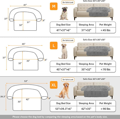 GGIB Calming Dog Bed Fluffy Plush Dog Mat for Furniture Protector with Removable Washable Cover for
