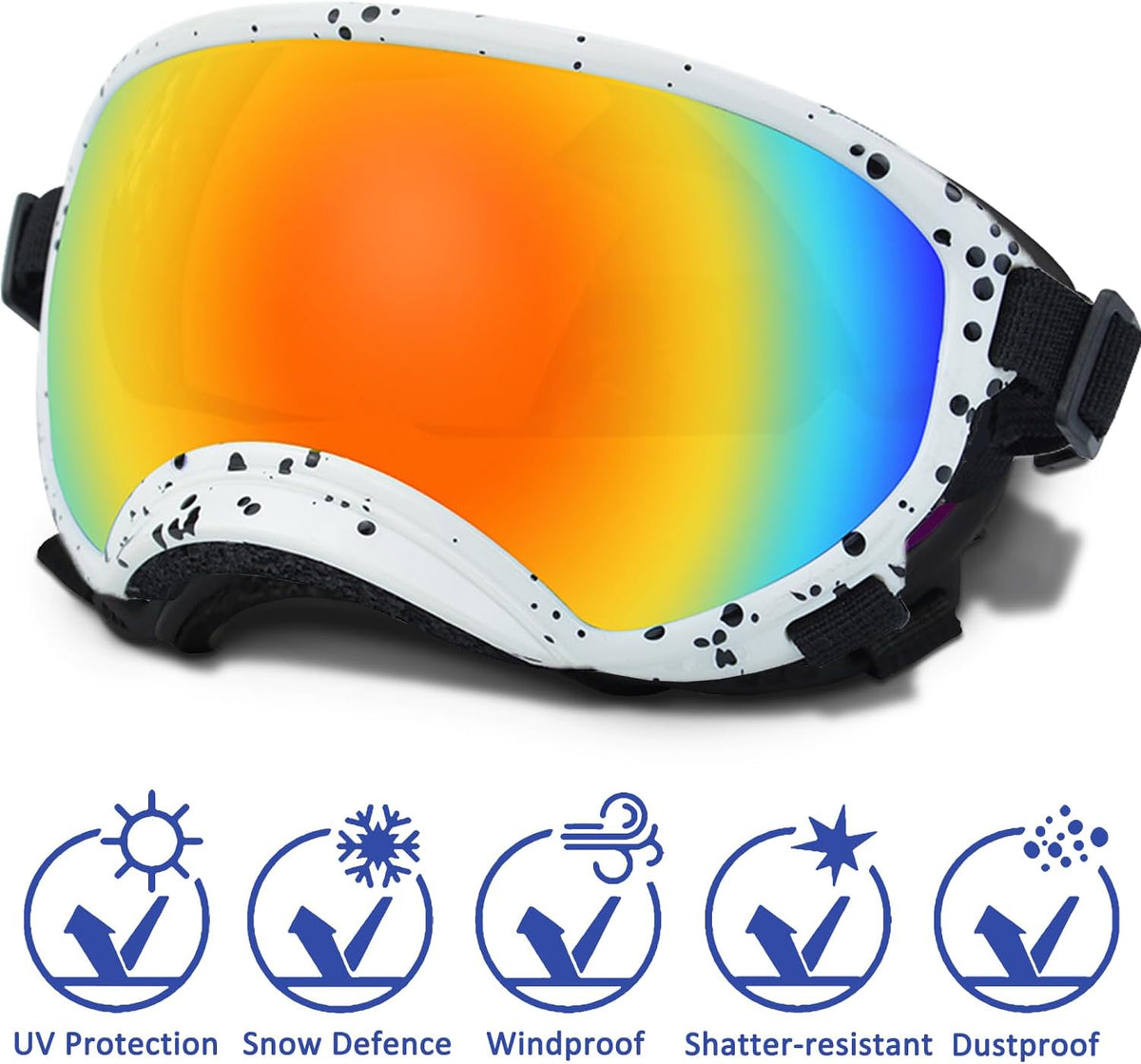 Medium Dog Sunglasses with Adjustable Strap UV Protection, Winproof Dog Puppy Sunglasses, Suitable