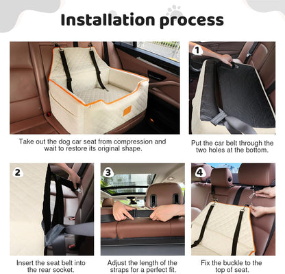 Dog Car Seat for Large/Medium Dog, Booster Seat Under 55Lbs or 2 Small Dogs, Detachable and