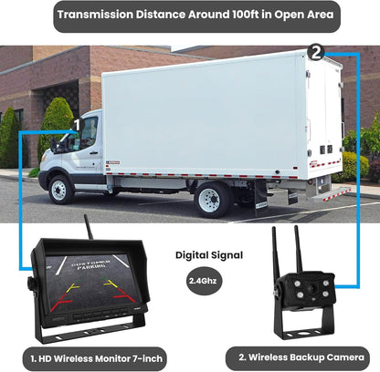Wireless Backup Camera with Screen, Rear View Mirror Camera 1080P, Night Vision and Waterproof IP68