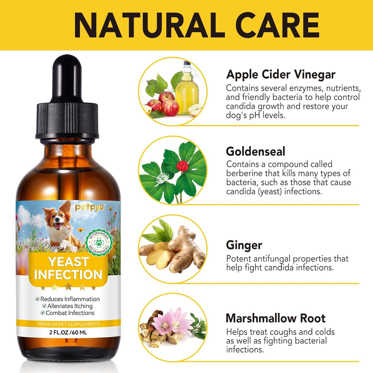 Yeast Infection Treatment for Dogs, Natural Yeast Infection Treatment Drops for Dog Itch Relief