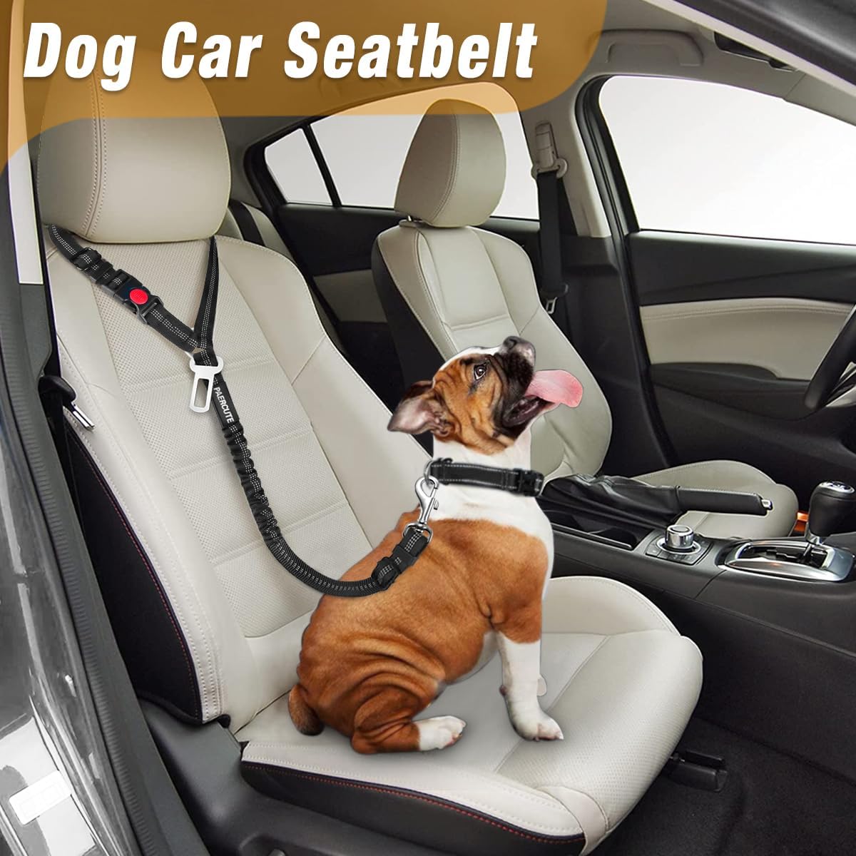 2 Piece Set Retractable Dog Car Seatbelts - Adjustable Pet Seat Belt for Vehicle Headrest Restraint