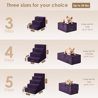 EHEYCIGA Dog Stairs for High Bed 22.5" H, 5-Step Dog Steps for Bed, Pet Steps for Small Dogs and