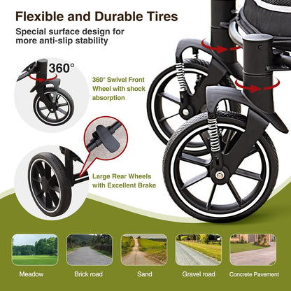 Dog Stroller for Medium/Large Dogs One-Click Folding, Extra Large Pet Stroller for 2 Dogs with