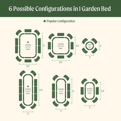 Vego garden Raised Garden Bed Kits, 17" Tall 6 in 1 Modular Metal Raised Planter Bed for Vegetables