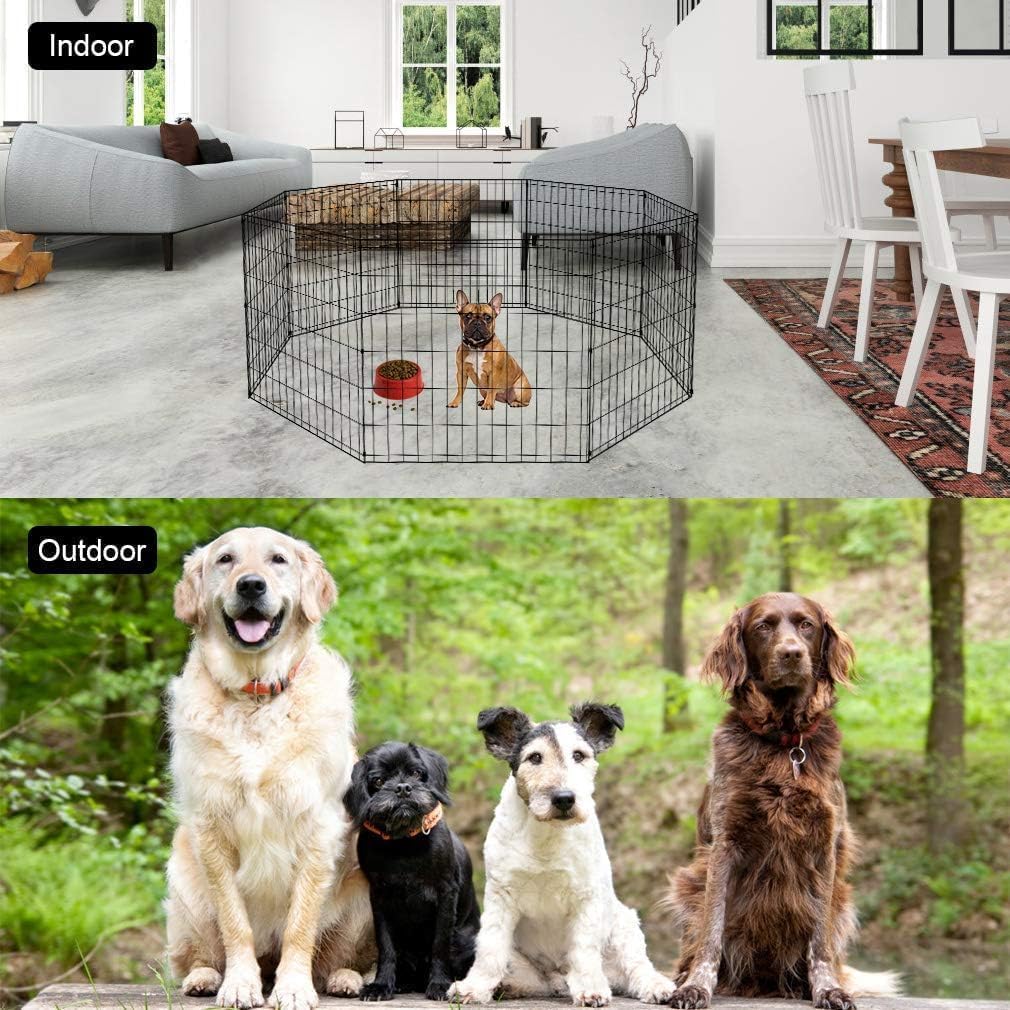 BestPet Dog Pen Playpen Puppy Pet Playpen 8 Panel Indoor Outdoor Metal Portable Folding Animal