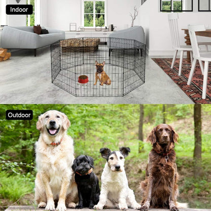 BestPet Dog Pen Playpen Puppy Pet Playpen 8 Panel Indoor Outdoor Metal Portable Folding Animal