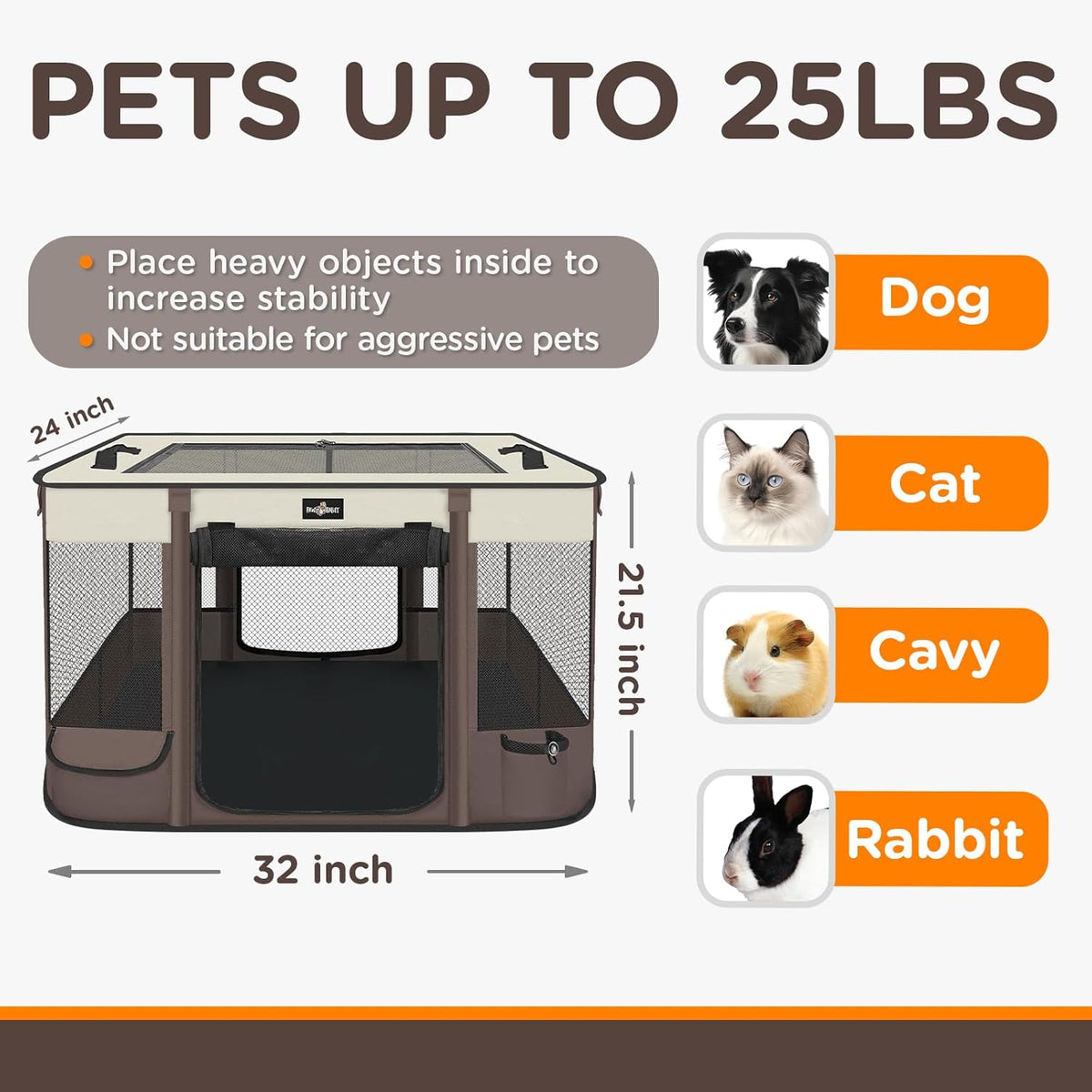 Foldable Pet Kitten Playpen, Upgrade Waterproof Portable Cat Dog Playpen Kennel Tent for Small Dog