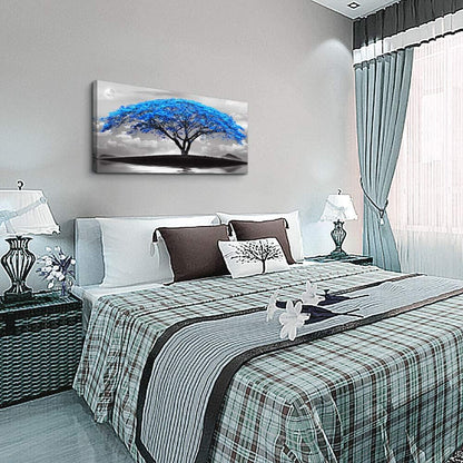 canvas wall art for living room bathroom Wall Decor Black and white landscape Blue tree moon