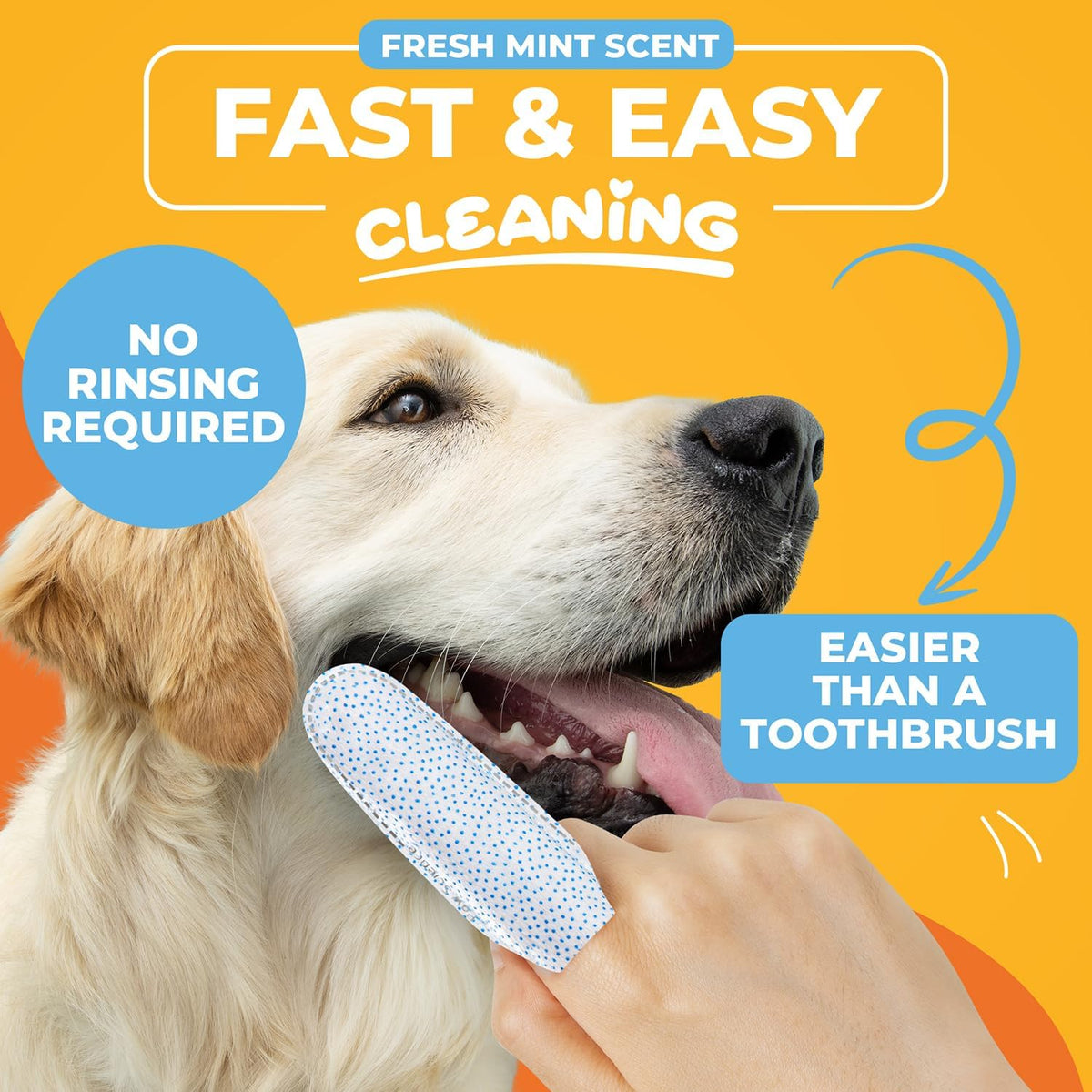 Dog Teeth Cleaning Wipes - Dental Finger Wipes for Dogs & Cats - Pet Toothbrush & Tooth Brushing