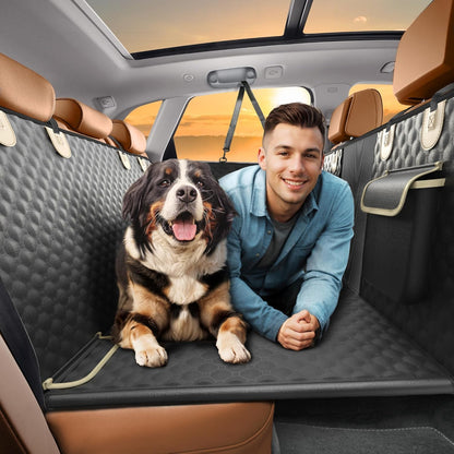 SHARLOVY Back Seat Extender for Dogs, Heavy Duty Dog Car Seat Cover for Back Seat and Aggressive