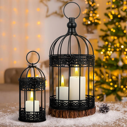 Sliner 4 Pcs Bird Cage Decorative Candle Holder Vintage Candle Holder Cage Lanterns Model for