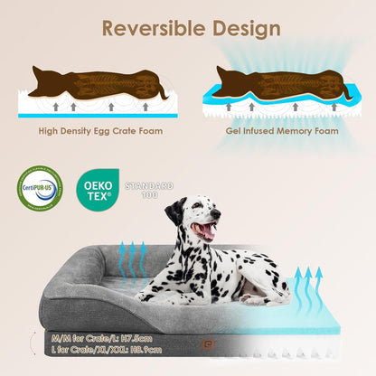 EHEYCIGA Memory Foam XL Dog Bed for XLarge Sized, Extra Large Orthopedic Dog Sofa with Sides and