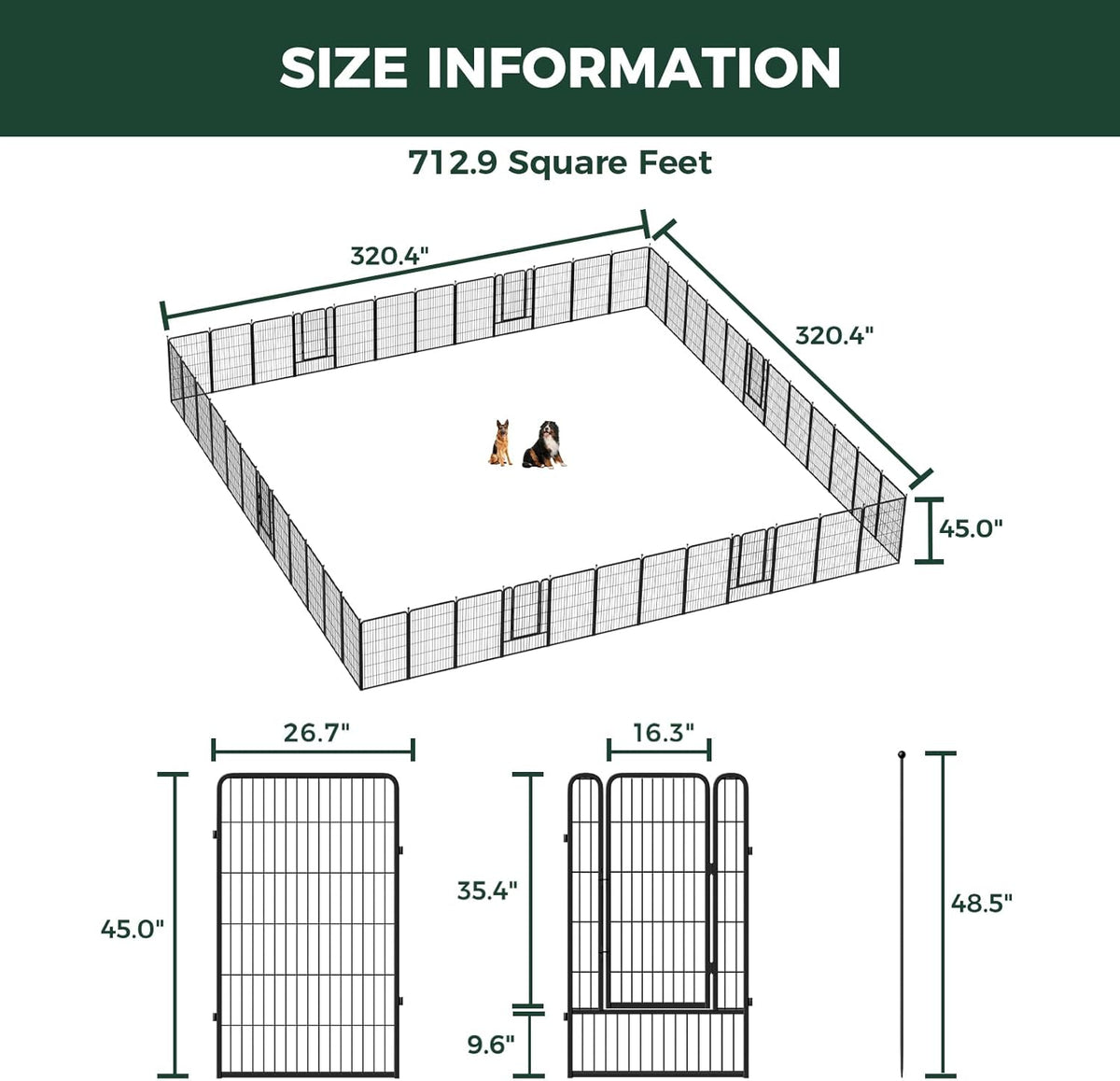 FXW Rollick Unleashed Dog Playpen for Indoor, Yard, RV Camping, 45 inch 48 Panels for Large Dogs