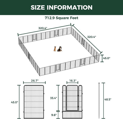 FXW Rollick Unleashed Dog Playpen for Indoor, Yard, RV Camping, 45 inch 48 Panels for Large Dogs