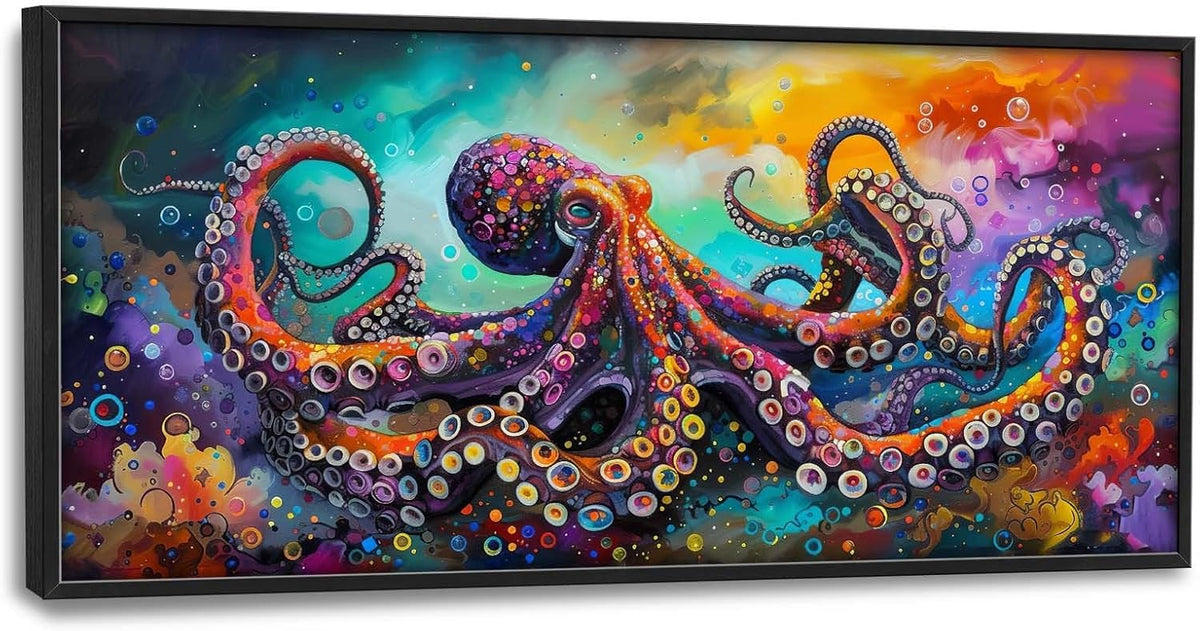 Quorin Octopus Large Wall Art Abstract Colorful Octopus Pictures Sea Ocean Animal Wall Decor Canvas