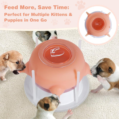 Nursing Nipple Puppy Feeders for Multiple Puppies, 200ml Food-Grade Silicone with 4 Adjustable