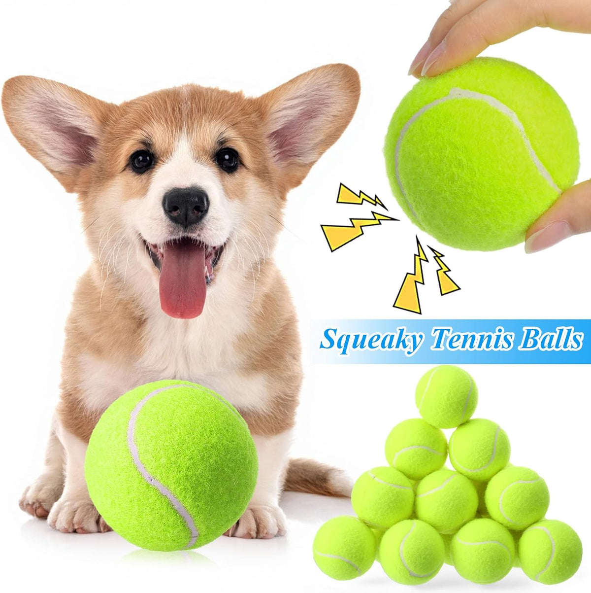 Skylety 100 Pcs 2.5 inch Squeaky Tennis Balls Bulk for Dogs Bouncy Floatable Tennis Balls Dog