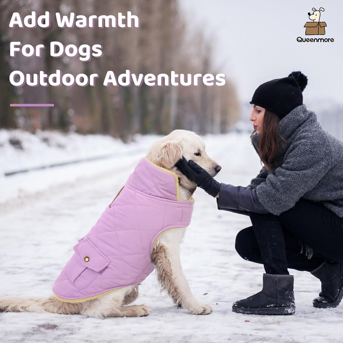 Queenmore Warm Dog Coat, Cold Weather Puffer Dog Coat Vest, Quilting Winter Pet Jacket Ultra Thick