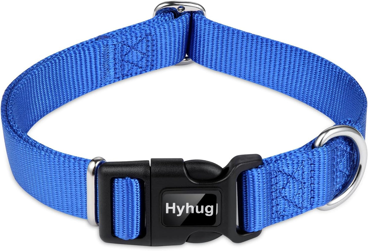 Hyhug Medium Dog Collar, Blue:Heavy-Duty Quick-Release Nylon Buckle, Adjustable & Durable, Cute Dog