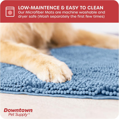 My Doggy Place Medium Faded Denim Microfiber Dog Mat, 31" x 20", Absorbent and Quick-Drying