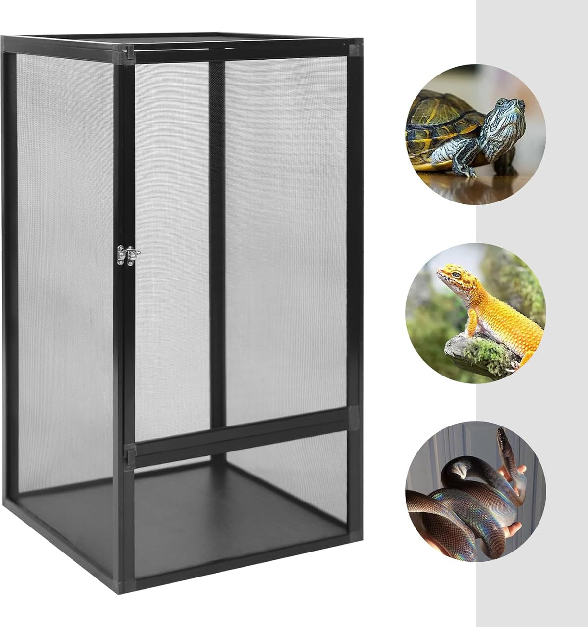 Reptile Pet Feeding Net Box, 17.7"x17.7"x31.5" Micro Habitat Terrarium Enclosure for Small Tree