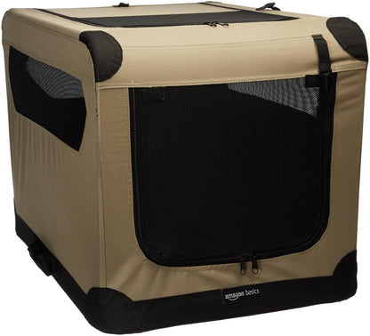 Amazon Basics 2-Door Portable Soft-Sided Folding Soft Dog Travel Crate Kennel, Medium (M 30" x 21"
