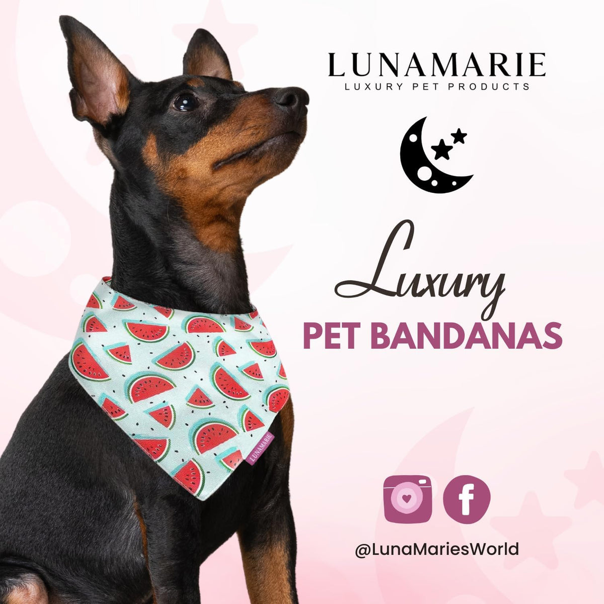 LunaMarie - Luxury Dog Bandanas - Cute Watermelon Design | Premium & Soft Fabric | 100% Handmade