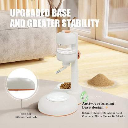 Pet Bowls with Weaning Bottles,3 in 1 Height Adjustable Water Dispenser for Dogs,15°Tilted Food