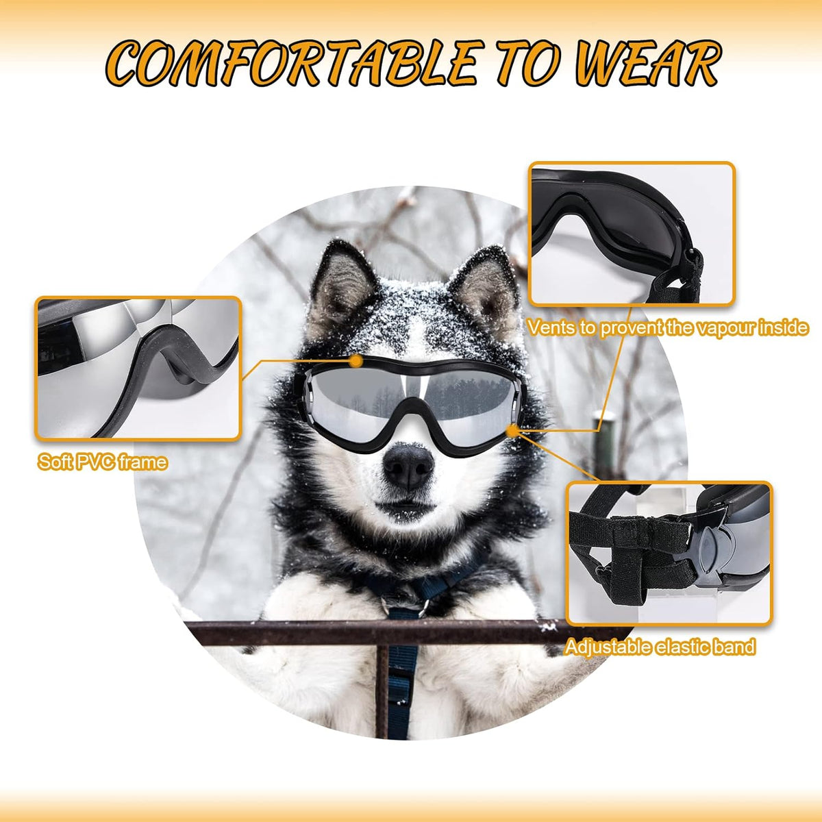 NVTED Dog Sunglasses Dog Goggles, UV Protection Wind Dust Fog Protection Pet Glasses Eye Wear