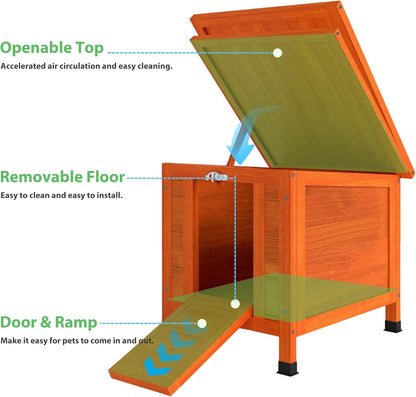 Coziwow Rabbit Hutch, Outdoor Cat House Weatherproof, Bunny Cage Indoor with Openable, Portable