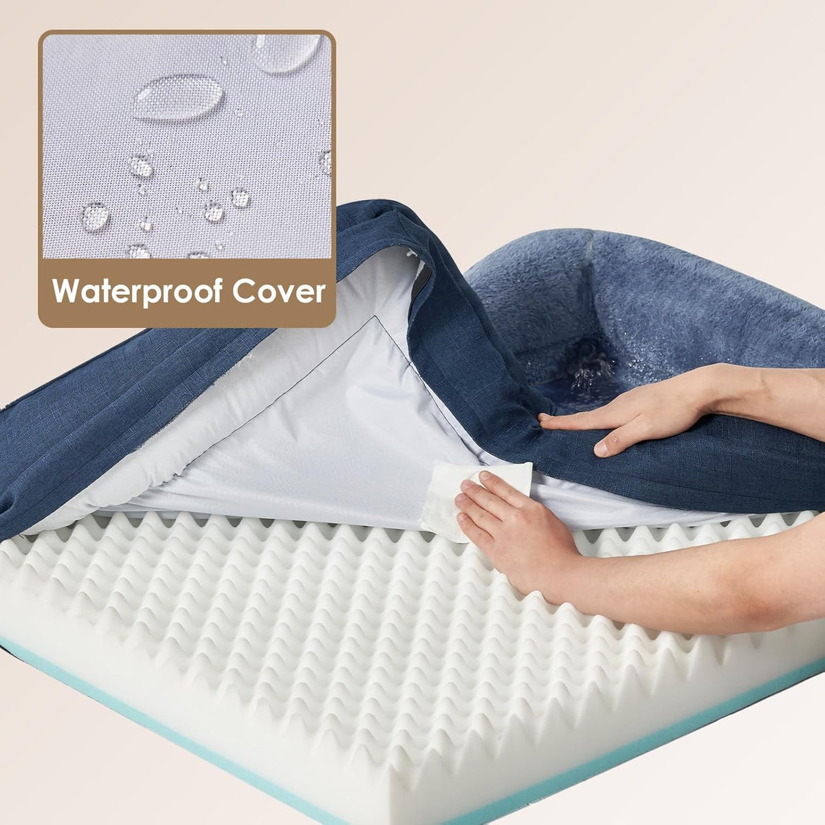 EHEYCIGA Memory Foam Dog Bed for Medium Size, Orthopedic Dog Sofa with Sides and Waterproof Liner