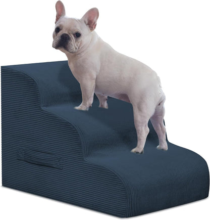 Dog Steps for Small Dogs, 3-Step Pet Ramp Stairs for High Beds and Sofa, Non-Slip Pet Stairs for