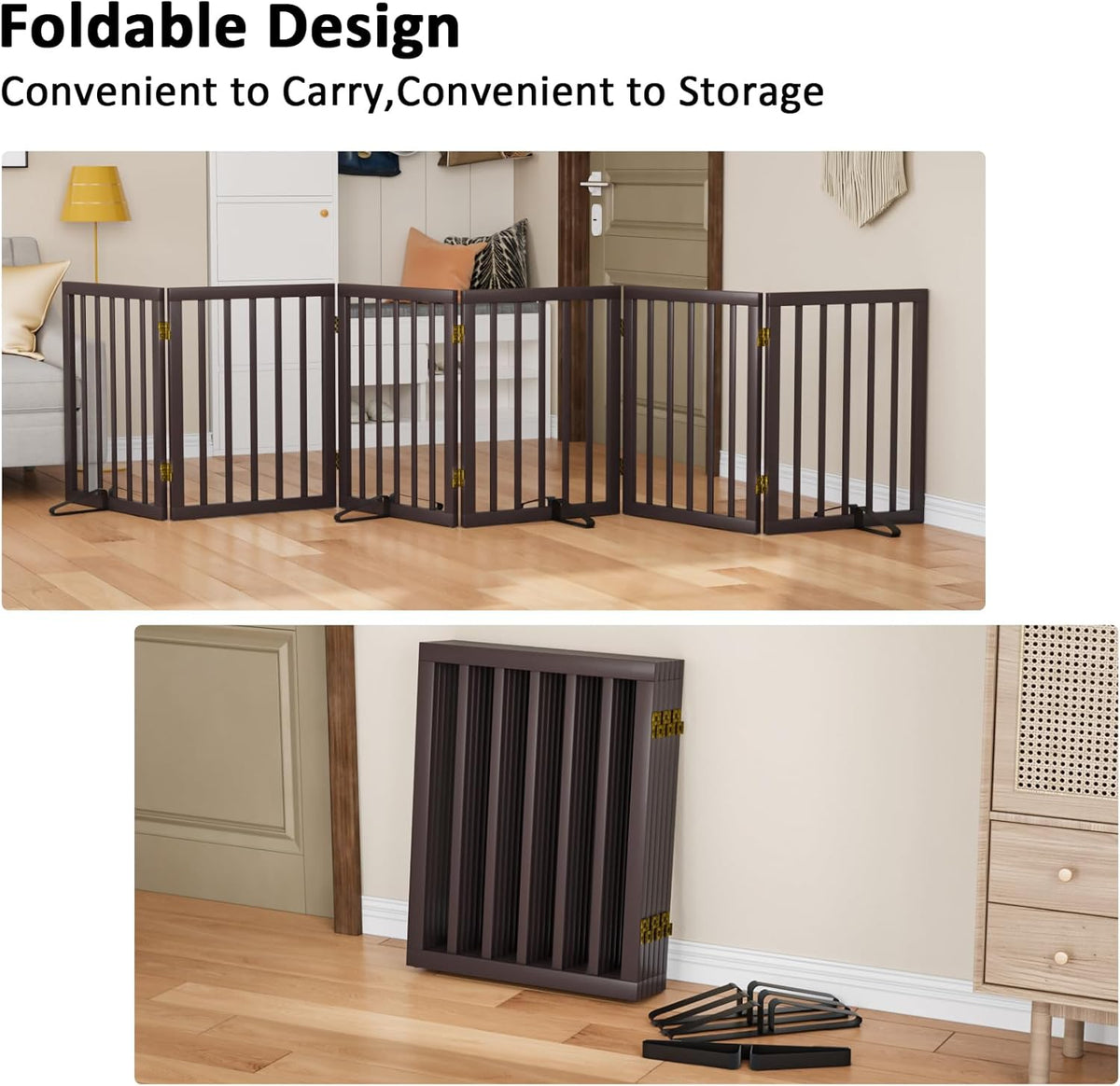 Freestanding Pet Gate 55-110" Extre Wide, Foldable Dog Gate for The Doorways House, Pet Gates for