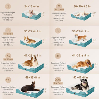 EHEYCIGA Orthopedic Dog Beds for Extra Large Dogs, Waterproof Memory Foam XL Pet Bed with Sides