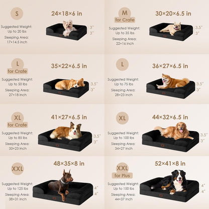EHEYCIGA Orthopedic Dog Beds for Large Dogs, Waterproof Memory Foam Large Pet Bed with Sides