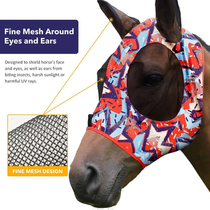 Harrison Howard Super Comfort Stretchy Fly Mask Large Eye Space with UV Protection Soft on Skin