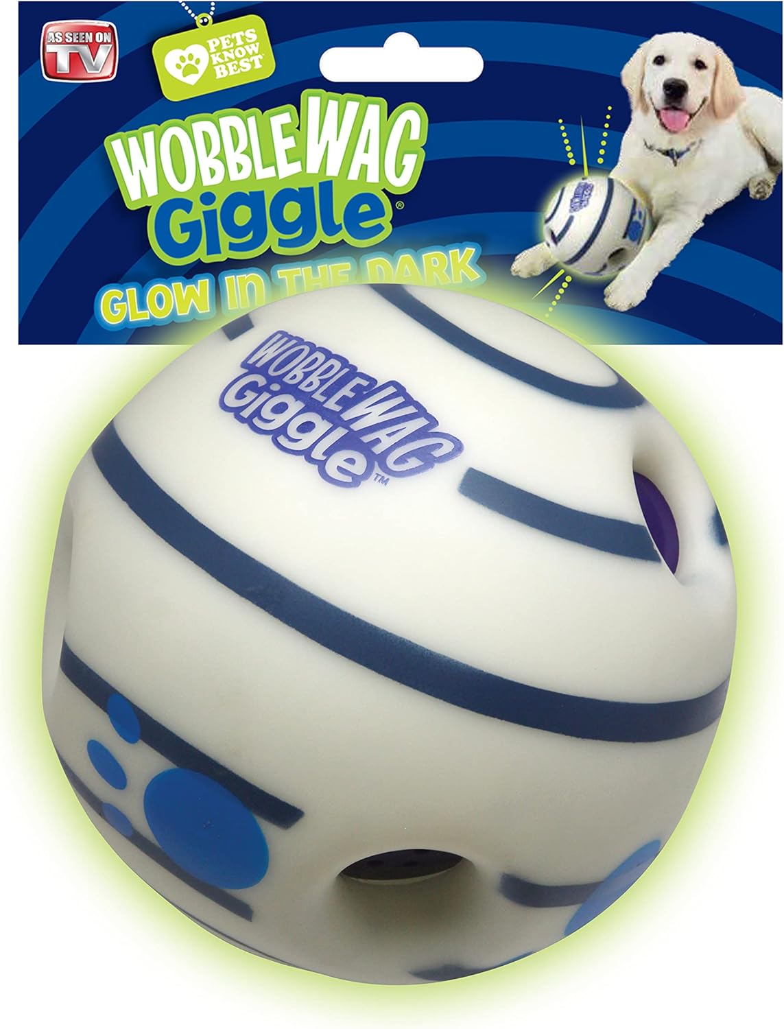Wobble Wag Giggle Glow in The Dark | Rolling Enrichment Toy for Playtime, Interactive Play for