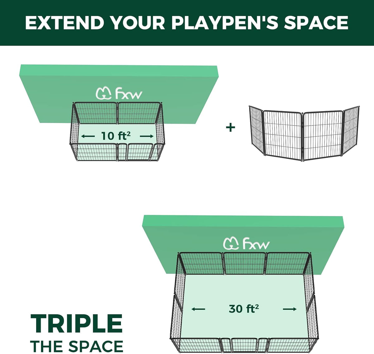 FXW Homeplus Unleashed Indoor Dog Playpen - Stress-Free and Safe Play, Heavy Duty 32 Inch 4 Wire
