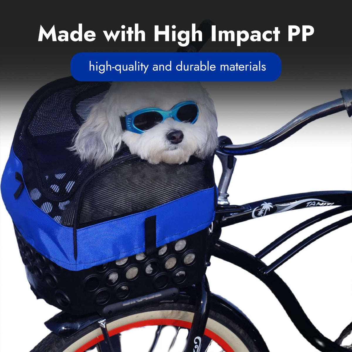 BiKASE Durable Dog Bike Basket & Carrier, Rear Mount Pet Basket for Bikes with Super Comfort Mat