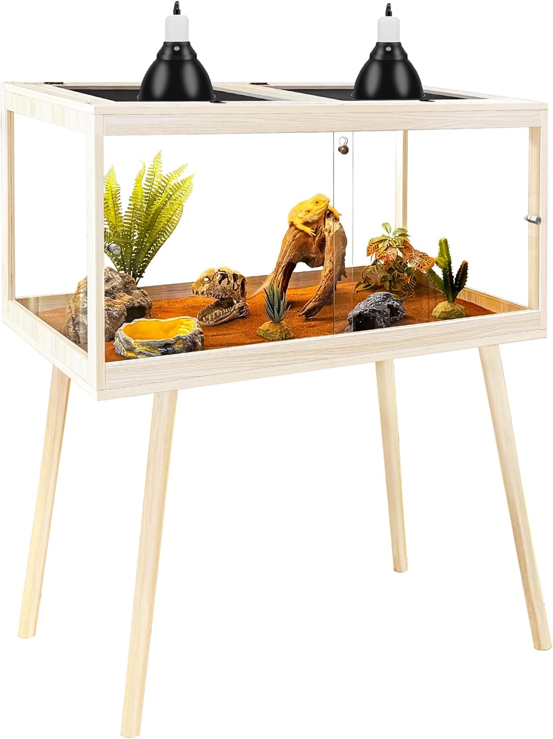 PROLEE Tempered Glass Reptile Enclosure with Leg,40“ Scratch-Proof Bearded Dragon Tank,62 Gallon