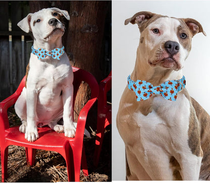 Unique style paws Christmas Dog Collar with Bow Tie Red Elk Cotton Collar Adjustable Puppy Collar
