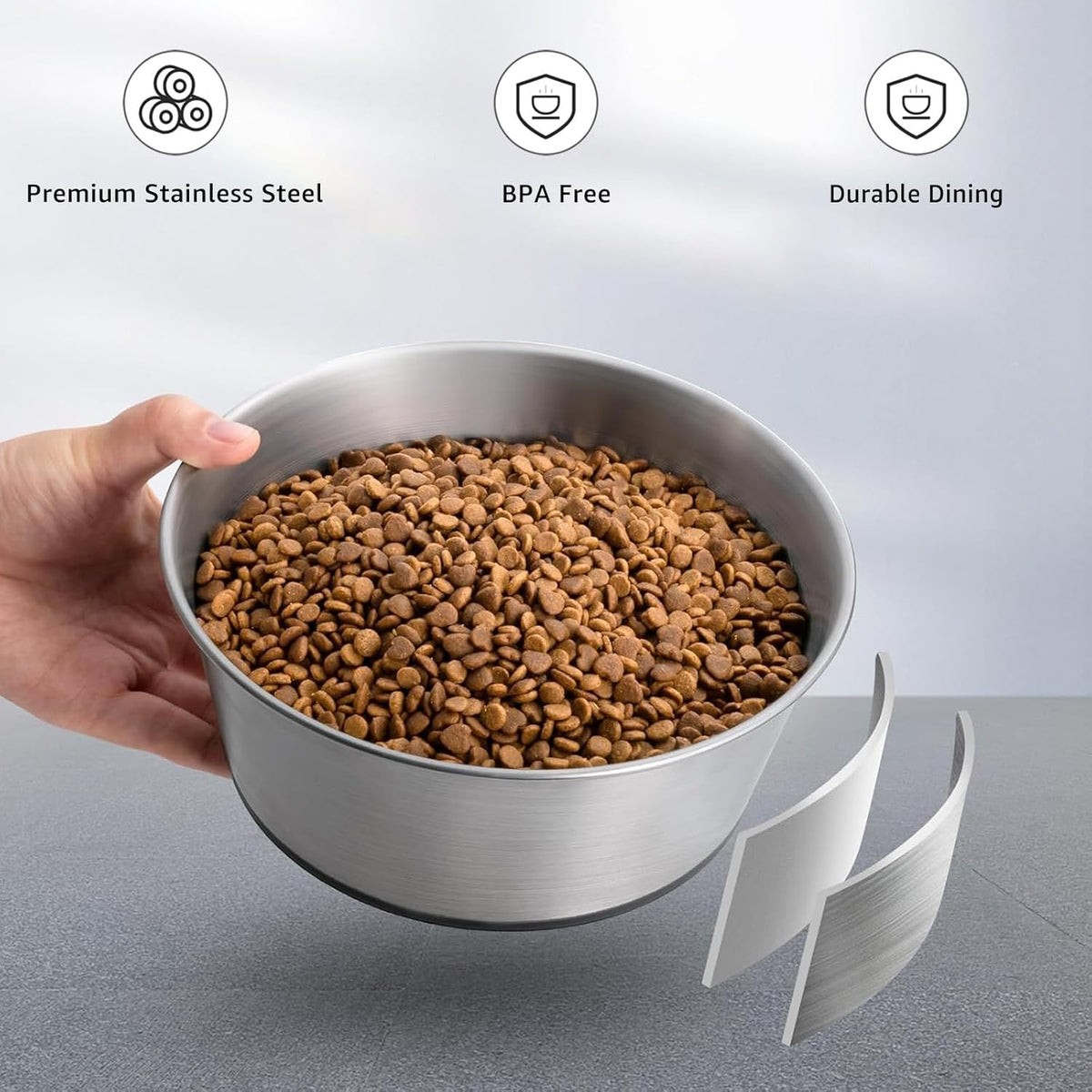 YINGFAN Stainless Steel Dog Bowls, 2 Pack Metal Dog Bowls with Non-Slip Rubber Base, Durable Food