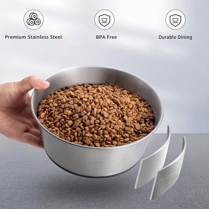 YINGFAN Stainless Steel Dog Bowls, 2 Pack Metal Dog Bowls with Non-Slip Rubber Base, Durable Food