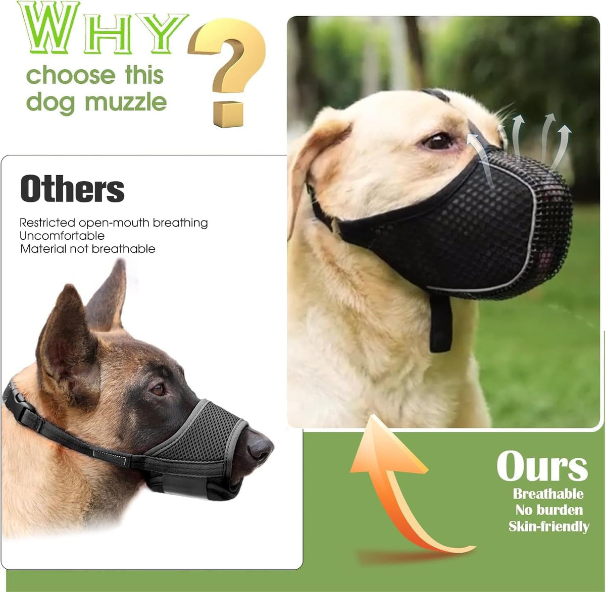 Dog Muzzle, Mesh Soft Muzzle for Small Medium Large Sized Dogs, Breathable Adjustable Puppy Muzzles