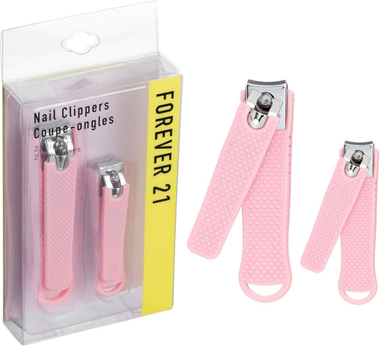 Nail Clippers Set - 2pc Soft Touch Pink Nail Clipper Value Pack, Big & Small Precision Nail