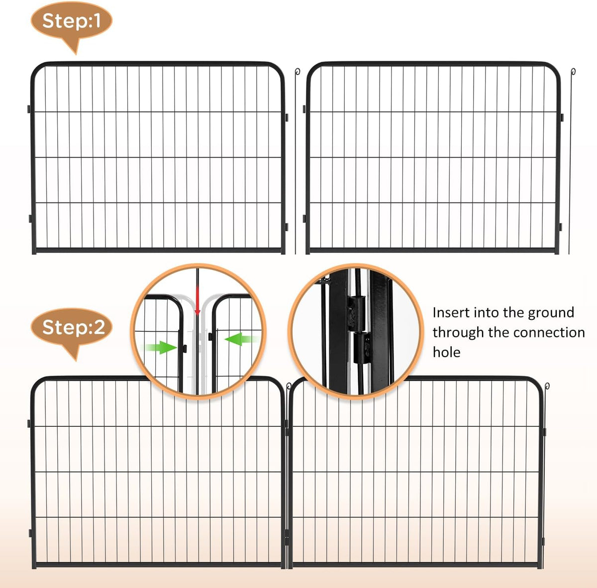 BestPet Dog Playpen Indoor 40 inch 6 Panels Metal Dog Pen Pet Dog Fence Outdoor Exercise Pen with