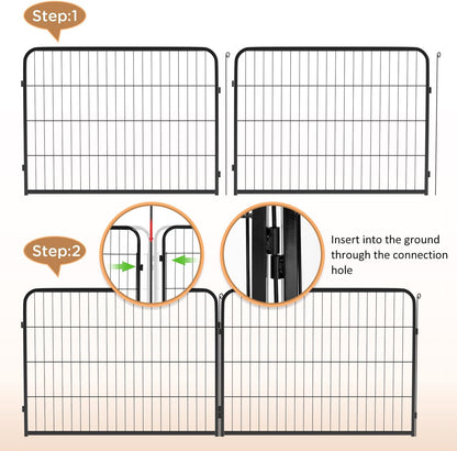 BestPet Dog Playpen Indoor 40 inch 6 Panels Metal Dog Pen Pet Dog Fence Outdoor Exercise Pen with