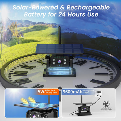 Dual Magnetic Solar Wireless Backup Camera for RV Truck Trailer ??7" 1080P Monitor with Recording